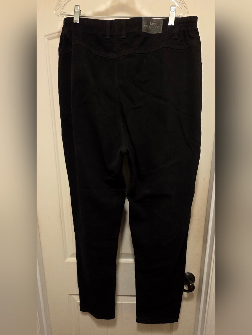 Womens Lee Black Relax Fit High-Rise Side-Elastic Jeans Straight Leg Zipper Sz18 - Picture 2 of 6